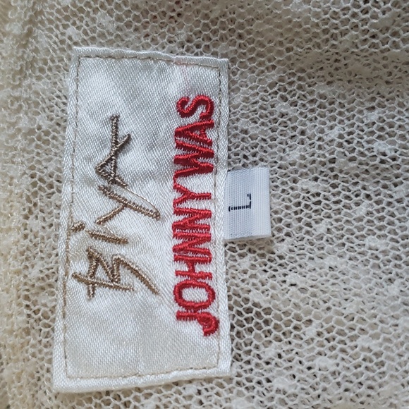 CT1631 Johnny Was Biya Ipsala Mesh Maxi Dress Small Floral Embroidered Ivory Boh - Picture 9 of 9